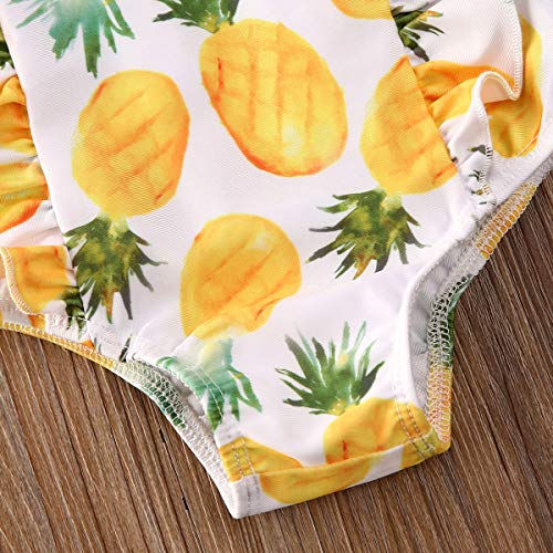 Kids Toddler Baby Girls One-Piece Ruffle Swimsuit Floral Pineapple Watermelon Leopard Swimwear (4-5 Years, Yellow Pineapple) - Thumbnail 6