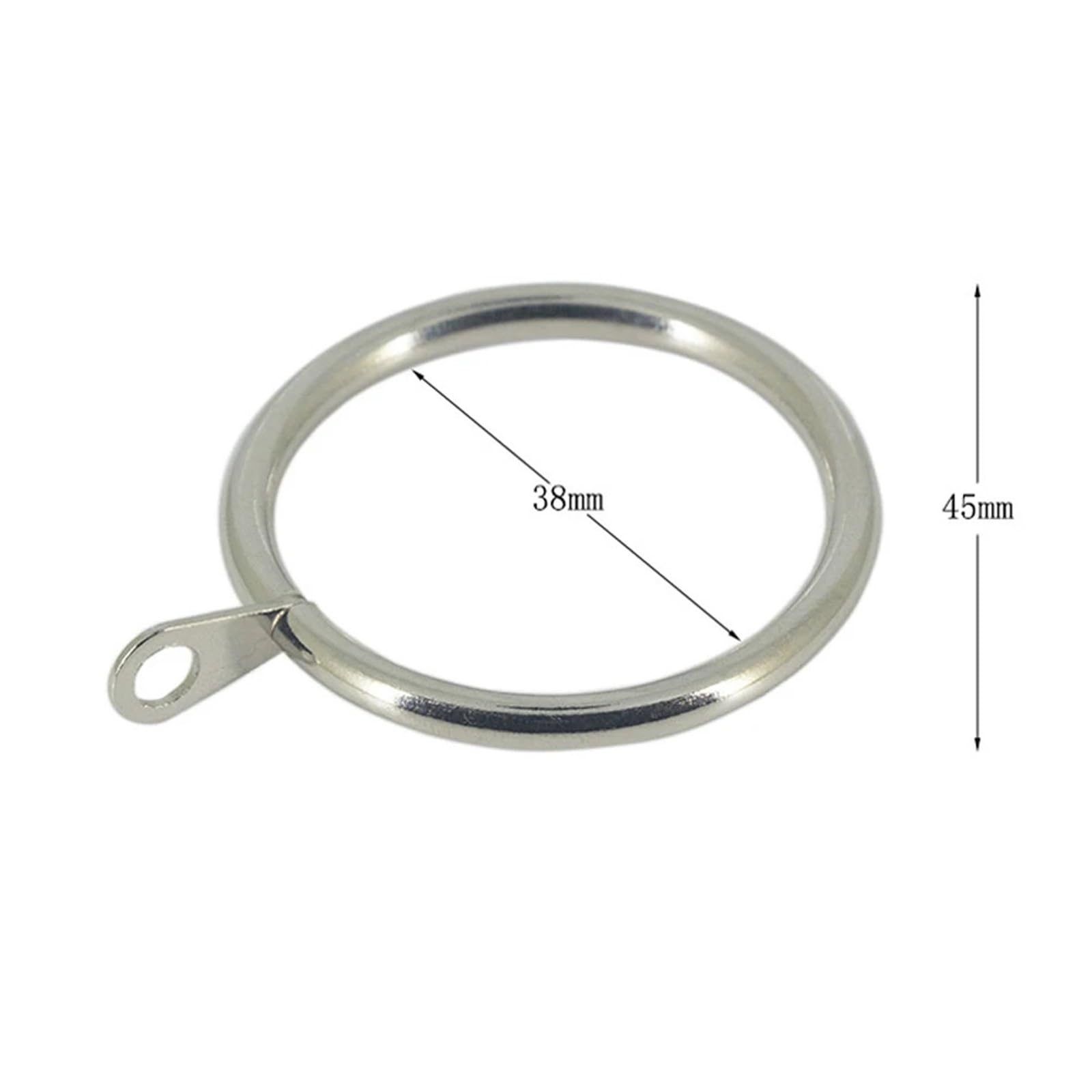 Anneaux de rideaux, Anneaux de rideaux, 100 pièces, crochets suspension en métal, robustes, adaptés aux tringles jusqu'à 37 Mm(Silver)