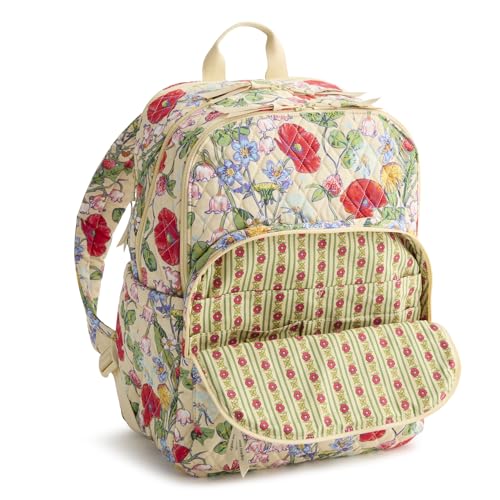 Image of Vera Bradley Women's Premium Cotton Large Bancroft Backpack - 15 inch Laptop & Trolley Sleeves - All the Pretty Wildflowers, 28L