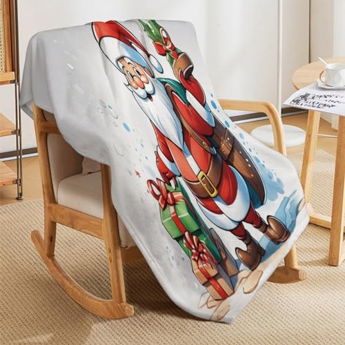 Couverture Duveteuse Douce Père Noël Plaid Léger Lit Canapé