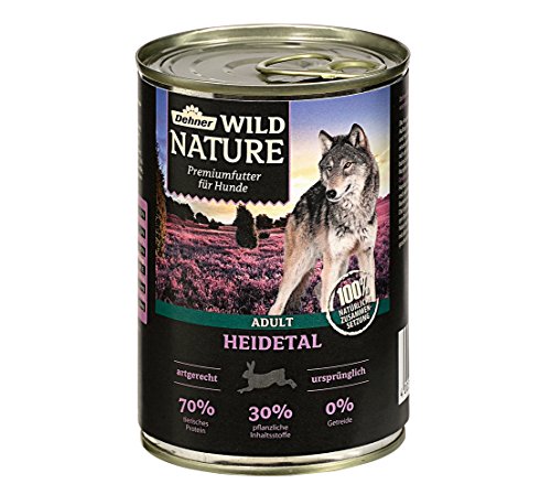 Dehner Wild Nature Hundefutter Heidetal, Nassfutter, Kaninchen, 6 x 400 g
