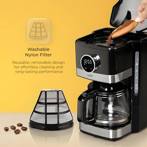 Image of Glen 12 Cup Coffee Maker Machine with Digital Control Knob | 1.5L Large Capacity Drip Coffee Machine | Anti-Drip Function | Keep Warm Feature | Coffee Maker for Home & Office (9053CM)