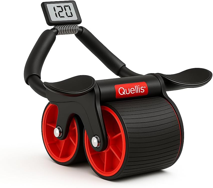 AB Roller for Men & Women – Core Strength Training Wheel Set with Elbow Support & 2 Knee Pads – Abdominal Exercise Roller for Core Stability, Belly Fat Reduction, and Total Body Workout Equipment Black/Red