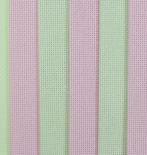 Image of KCS 4 /6 pc of 12 inch x 18 inch(30cmx45cm) 18CT Counted Cotton Aida Cloth Cross Stitch Fabric (6 pc,Pink+Light Green)