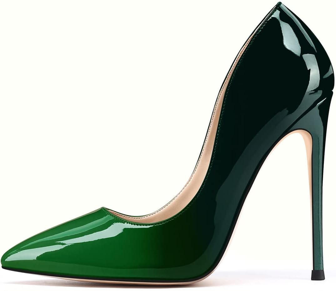 XINIUNIU High Heels for Women Pumps Gradient Patent Leather 4.7 inches/12CM Formal Sexy Fashion Stiletto Dress Wedding Shoes Pointed Toe - Image 3