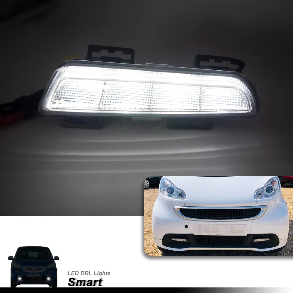 Luci Diurne LED Compatibili con M-ercedes-Benz Smart Fortwo 451 2013-2015, Luci di Marcia Diurna DRL Anteriori Fendinebbia DLR Kit Cablaggio Canbus Senza Errori Bianco Xenon 800LM 2 Pezzi