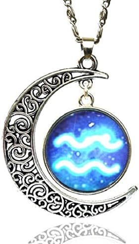 Fariishta Jewelry Gemstone Constellation Star Moon Time Aquarius Pendant Necklace