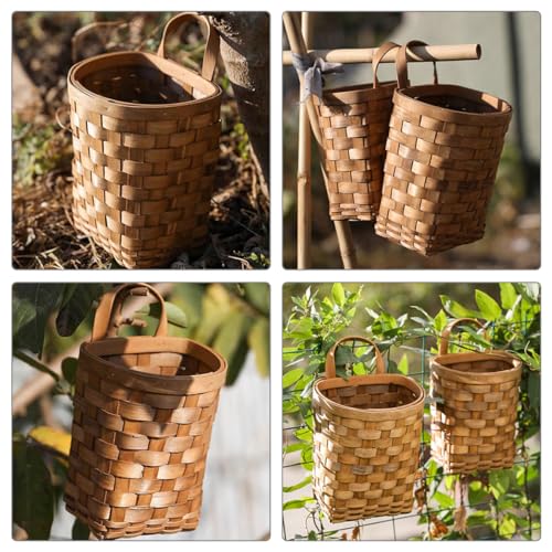 Cesta pequeña cesta tejida compacta de madera para flores y plantas secas 5