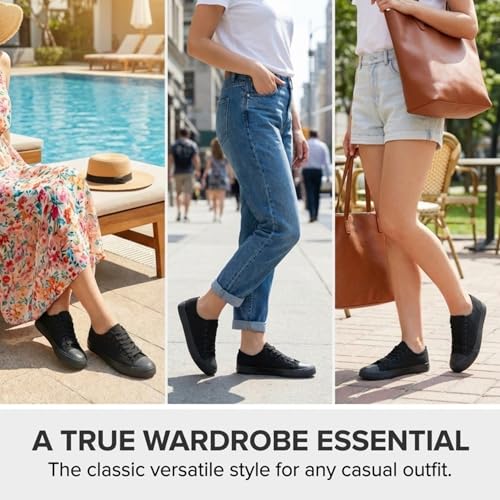 Image of Canvas Shoes for Women, Women's Fashion Sneakers | Casual Low Top, Lace Up, Rubber Sole, Canvas Upper, Cushioned Insole