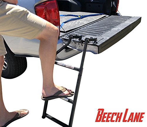 Beech Lane Pickup Truck Tailgate Ladder - Universal Fit, Stainless Steel Self Drilling Hex Screws for Easy Install, Durable Aluminum Step Grip Plates, and Sturdy Rubber Ladder Feet - Thumbnail 7