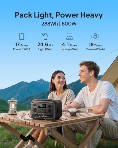 BLUETTI Elite 30 V2 Portable Power Station, 288Wh Solar Generator, 600W AC Outlets (Power Lifting 1500W), 0-100% in 70 Min, LiFePO4 Battery Backup for Camping, Road Trip, Outage (Solar Panel Optional)