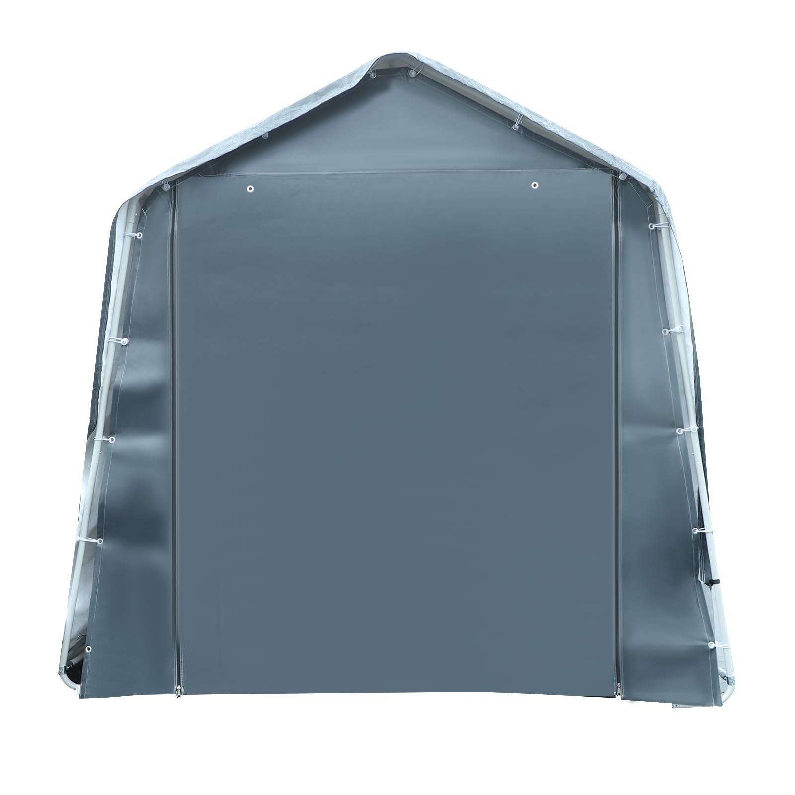 Tenda da garage portatile per esterni, 2,4 x 2,4 x 2,4 m, tettoia impermeabile in polietilene con robusto telaio in acciaio, per auto, bicicletta, attrezzi da giardino, grigio