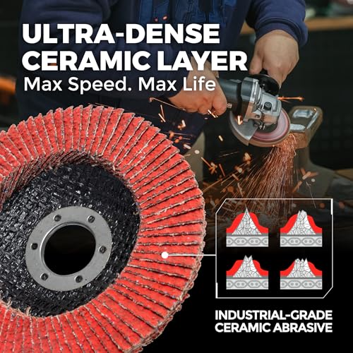 Disque à lamelles céramique 11,4x2,2 cm grain 60 type 29 pour meulage - 4