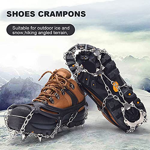 Houseen Shoes Crampons, 1 Pair Men Women 19 Teeth Walking Ice Gripper, Stainless Steel Ice Traction Cleats with Storage Bag for Hiking, Walking, Mountaineering, Jogging(Size:XL) - Thumbnail 5