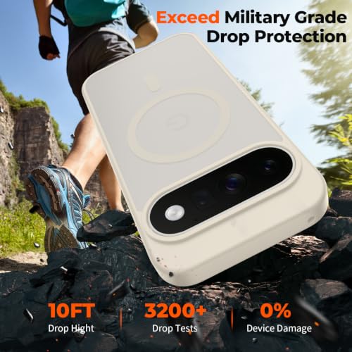 Image of SUPFINE Magnetic for Google Pixel 11 Case - Stone | With Screen Protector,Translucent Matte,Built-in Magnets,Military Grade Drop Protection,Shockproof Phone Cover