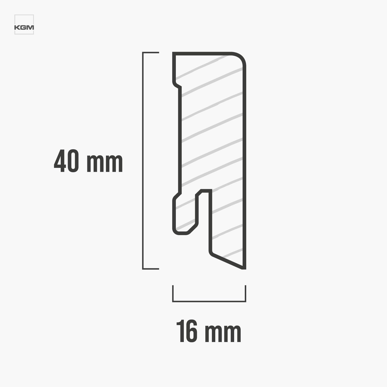 KGM Massivholz Sockelleiste Modern - Weiß - 2400 x 16 x 40 mm - 20 Stk.