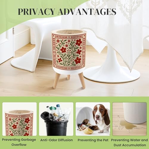 Caneca de basura redonda 7L con tapa y patas miniatura 4