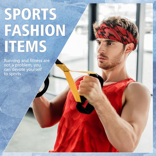 Image of Lyrow 12 Pcs Headbands for Men Running Headband Mens Sweat Bands Headbands for Tennis Athletic Cycling Basketball Yoga Workout Outdoor Sports Gym Jogging Exercise