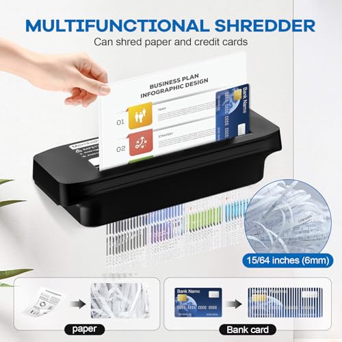Paper Shredder for Home and Office Use, 7 Sheet Strip Cut Small Paper Shredder Without Basket for Home Office, Portable Shredder Extendable Arm Design with Overheat Protection,Jam  image 8
