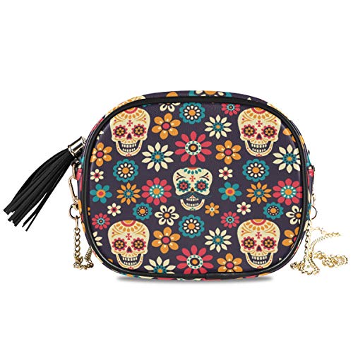 Preisvergleich Produktbild XiangHeFu Bunte mexikanische Blumen Zucker Schädel Blume Organizer Kartenhalter Handytasche große Kapazität Brieftasche Geldbörse Münzkoffer