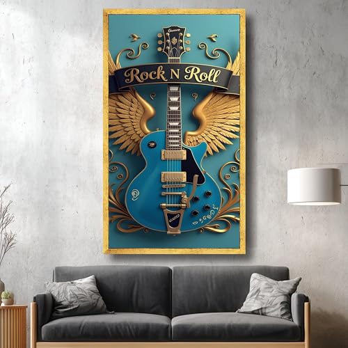 Tableau guitare électrique bleue cadeau idéal fan de rock