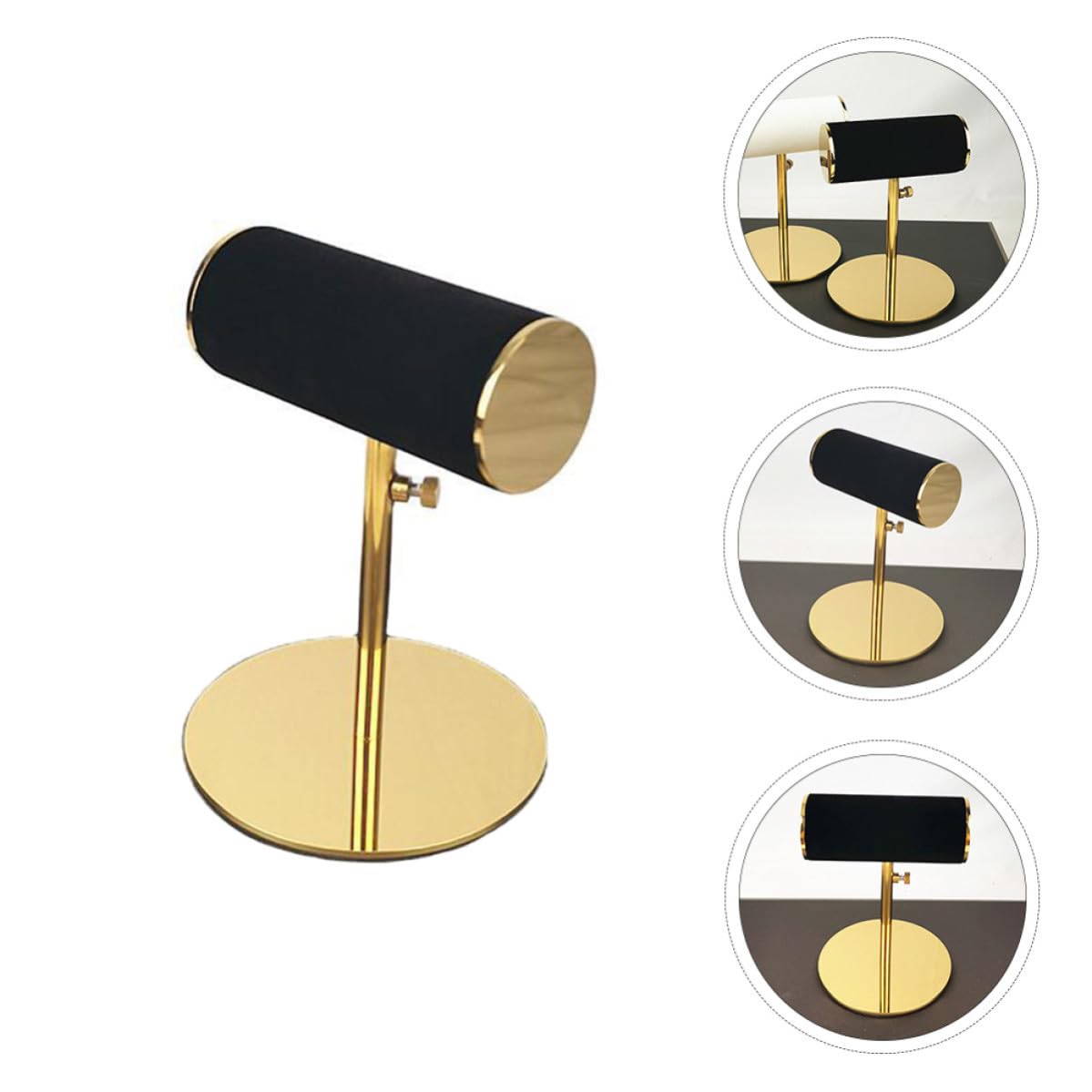 Uhrenhalter aus Metall mit Flanell, Edelstahl, Schwarz für Aufbewahrung | Praktischer Uhrenständer für Laden und Schminktisch, Elegante Präsentation, Leichtes Design, Schwarzes Finish