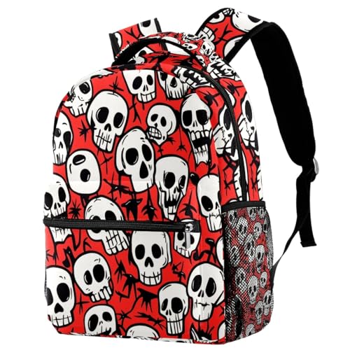 KengjuTesu Mochila de viaje para campus con diseño de calavera, calabaza, estrella, mochila escolar con soporte para botellas para niñas y niños, Multicolor 5, Talla única