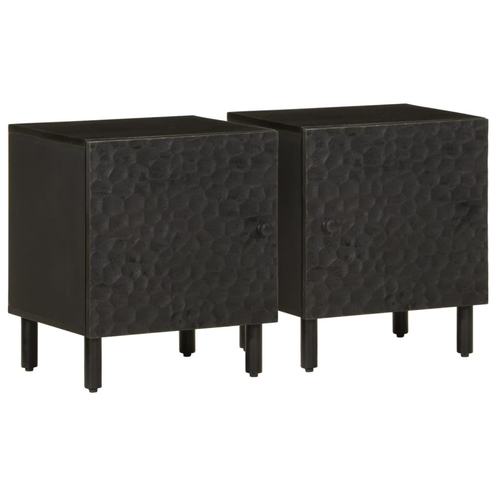 Table de chevet noire haut de gamme en bois massif manguier 40 x 33 x 46 cm