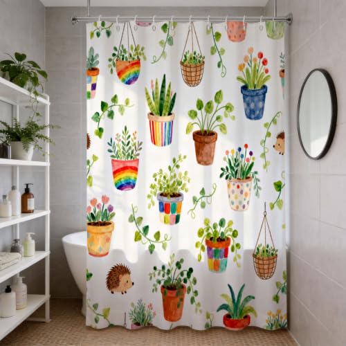 Rideau de douche anti moisissure 200x200 lavable motif hérisson aquarelle - 4