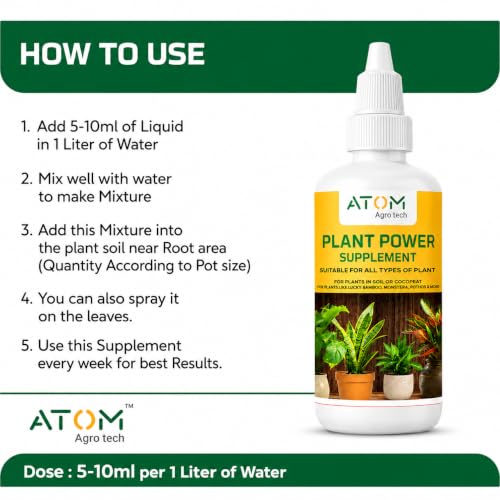 Image of Plant Power Supplement - Liquid Food for Indoor Plants Like Lucky Bamboo, Monstera, Pothos, Money Plant etc. | Effective for all Plants Each 50 ml(3 Bottles)