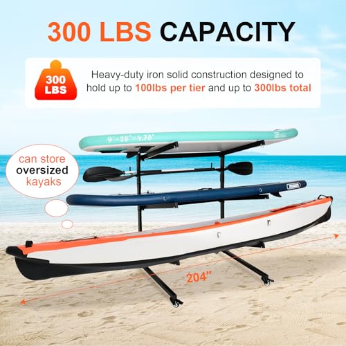 image for CNaiyunpin Kayak Stand & Storage Rack, Fits Kayaks, SUPs, Canoes, with