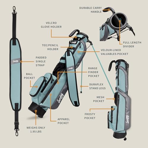 Image of Sunday Golf Loma Bag - Lightweight Golf Bag with Strap and Stand - Easy to Carry Pitch n Putt Golf Bag - Stand Bag for The Driving Range, Par 3 and Executive Courses, 31 Inches