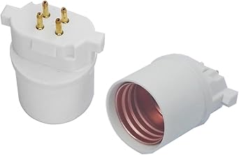 2pcs GX10Q to E26 Lamp Base Adapter, CFL PL to LED E26 Light Socket Adapter, Need Bypass Ballast