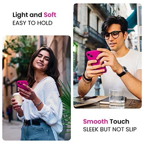 Image of FireNova Designed for iPhone 13 Case, Silicone Upgraded [Camera Protection] Phone Case, Soft Anti-Scratch Microfiber Lining Inside, 6.1 inch, Hot Pink