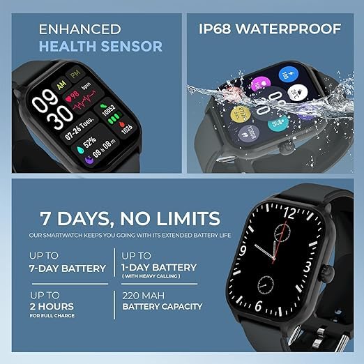 Image of H9 Smart Watch 2.01 inch TFT Display, Bluetooth 5.0 with 100+ Sports Mode, Heart Rate & Blood Oxygen Monitor, Call & Message Reminders Compatible with Android & iOS, IP67 Waterproof (Black)