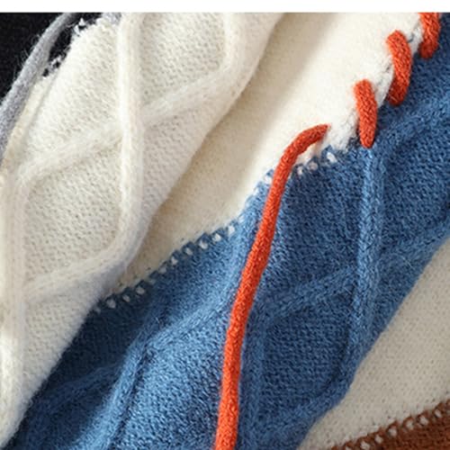 Men's Women's Soft Cable Knitted Crew Neck Unisex Sweater Fashion Colorblock Pullover Y2K Grunge Aesthetic Streetwear4