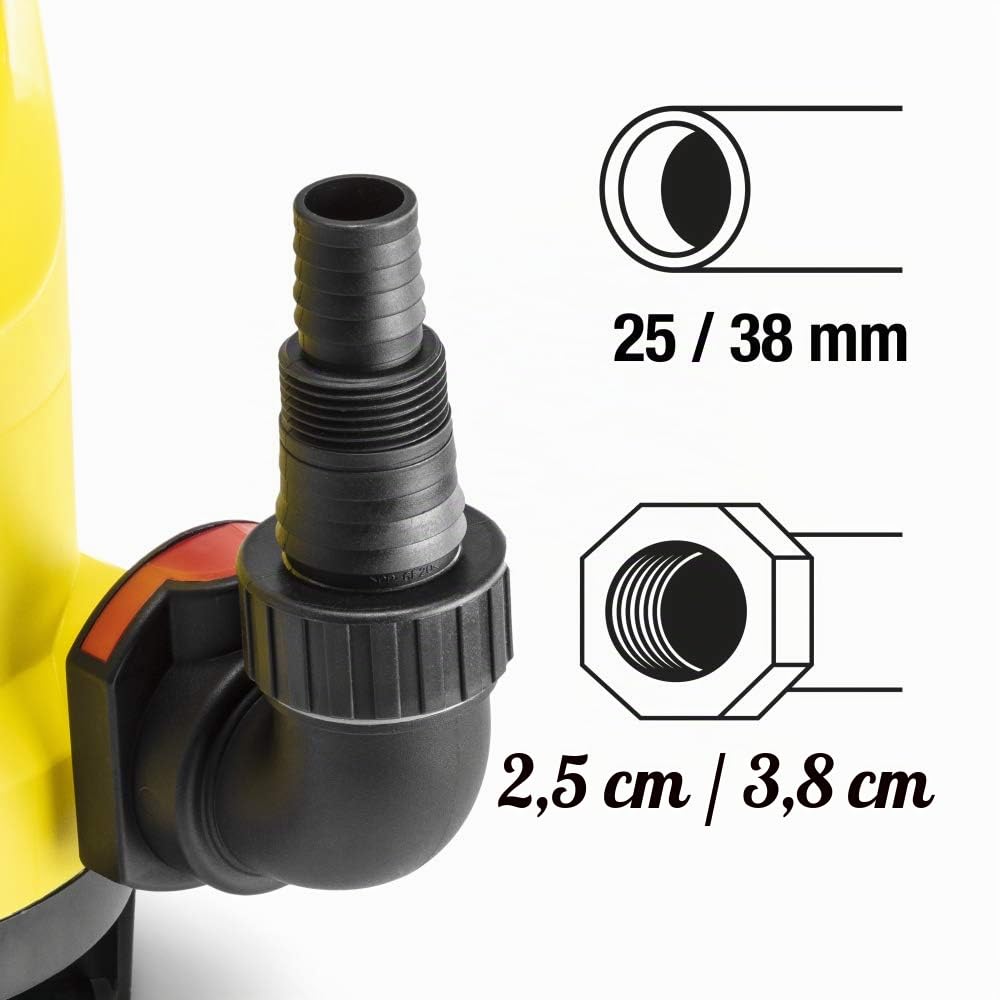 TROTEC TWP 4036 E pompe vide-cave pour eaux chargées, 400 W, 7 500 l/h, particules 25 mm, immersion 7 m, flotteur et raccord rapide