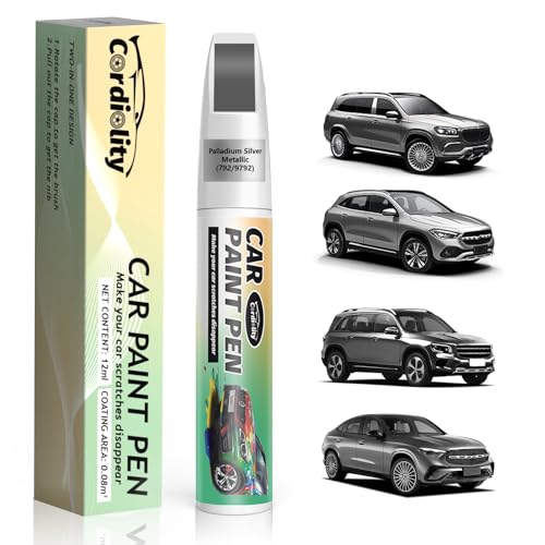 Image of 792 /9792 Palladium Silver Metallic Touch Up Paint for Mercedes Benz, Color Accurate Car Paint Scratch Repair Pen, Quick & Easy Fix Automotive Chips and Nicks