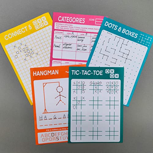 Grandlmoon 5 Portable Travel Game Activities Pad On The Go Plane Trip Pen Pencil And Paper Game For Kids 6 X 9-Inches (75 Sheets) #TOP4