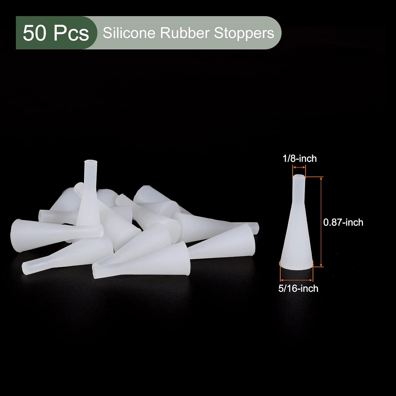 YOKIVE 50 Pcs Silicone Rubber Stoppers, Tapered Plugs with High-Temperature Resistance | Protect Hole, Great for Lab Industry (White, 1/8-Inch to 5/16-Inch)