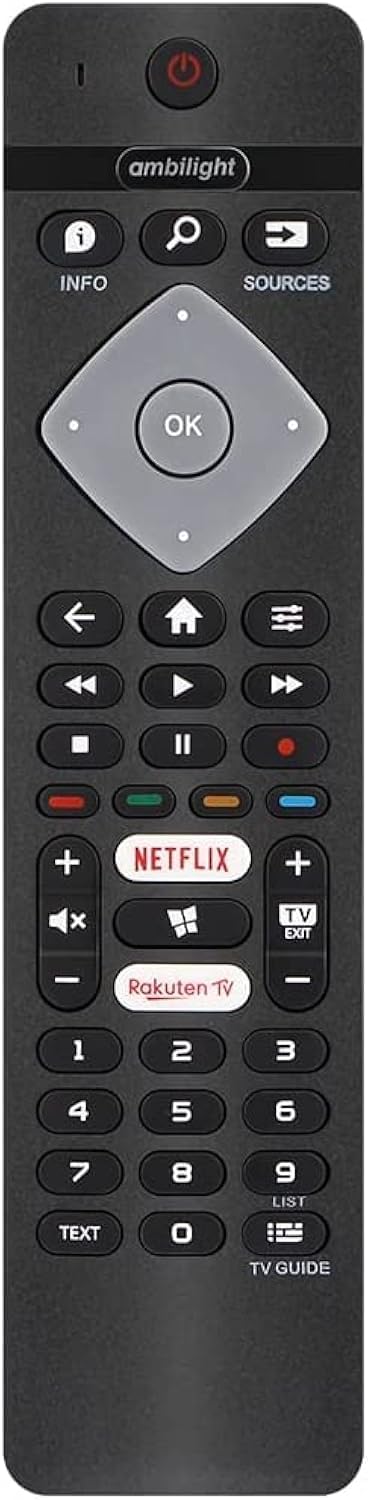 Controllo remoto sostitutivo | Adatto per: Panasonic / Sharp | Pre -programmed | 1 dispositivo | Pulsante Amazon Prime / Disney + Button / Netflix / pulsante TV Rakuten / pulsante YouTube | Infrarosso | Nero 16.5x4.5cm