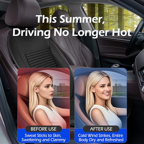 LENYENGIN Cooling Car Seat Cushion, 12V/24V Ventilated Seat Cover Pad with 8 Turbo Fans, Blowing & Suction, 3-Speed Adjustable, Breathable 3D Mesh, Universal Fit for Summer Driving by LENYENGIN - Used condition - Image 3