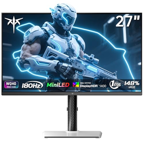 KTC Mini LED Monitor 27 Inch | Gaming Monitor | 2K@180Hz QHD (2560x1440P) | VESA Display HDR1400 | 1ms | Adaptive Sync | 148% sRGB | HDMIx2, DPx1 | Vertical and Wall Mounting Support | White M27T6 - Image 8