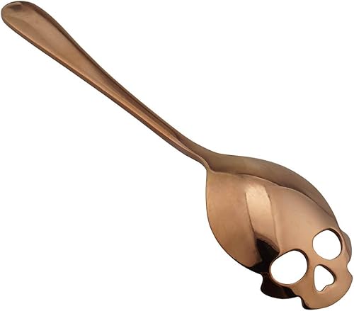 Miniatura 3 de 1pc 304 Acero Inoxidable Mesa Sopa Café Té Postre Cuchara Calavera Diseñado (Oro Rosa)