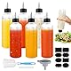 Muyohix 6 Stück Quetschflasche Kunststoff 250ml, Squeeze Flasche mit Skala, Transparente Dosierflasche mit Kappen, Trichter, Etiketten, Soßenflaschen für Flüssige, Gewürze, Olivenöl, Ketchup