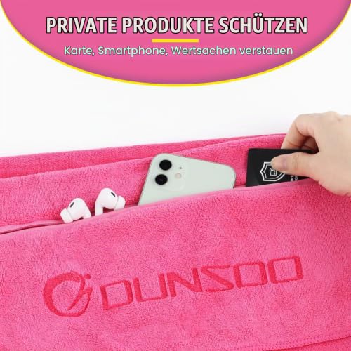 DUNSOO Fitness Handtuch I 120x50cm I Mikrofaser Sporthandtuch mit Reißverschlusstasche für Fitnessstudio und Training I Gym Handtuch (Rosa) – Ansicht 3