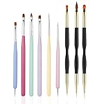 FULINJOY 6 PCS Nail Art Brushes Set with 3 PCS Nail Painting Brushes, Double Ended Brush and Dotting Tool Kit, Nail Art Design Tools