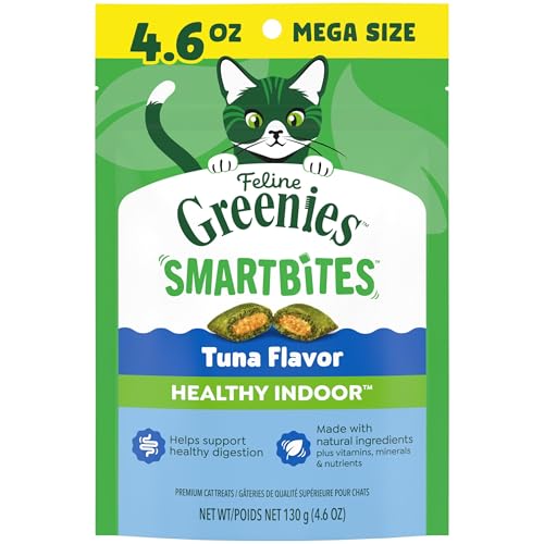 Greenies Feline Smartbites, Cat Treats Healthy Recipe, Indoor Cat Treats, Tuna Flavor, 4.6 oz. Pack