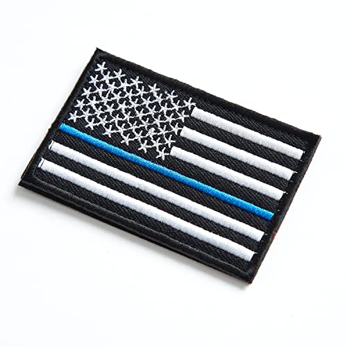 Stidsds 2 Pack American Us Thin Blue Line Flag Patch Usa Police Flags Embroidered Patches United States Policeman Flags Military Tactical Patch For Clothes Hat Backpacks Pride Decorations #TOP3