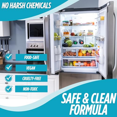 Image of Oh Yuk Fridge Cleaner - Spray + Concentrate Combo | Makes 5 Bottles | Cleans Inside Refrigerator for Spotless, Food-Contact Safe Surfaces | Biodegradable, Vegan | Tackles Sticky Messes & Dried-On Food